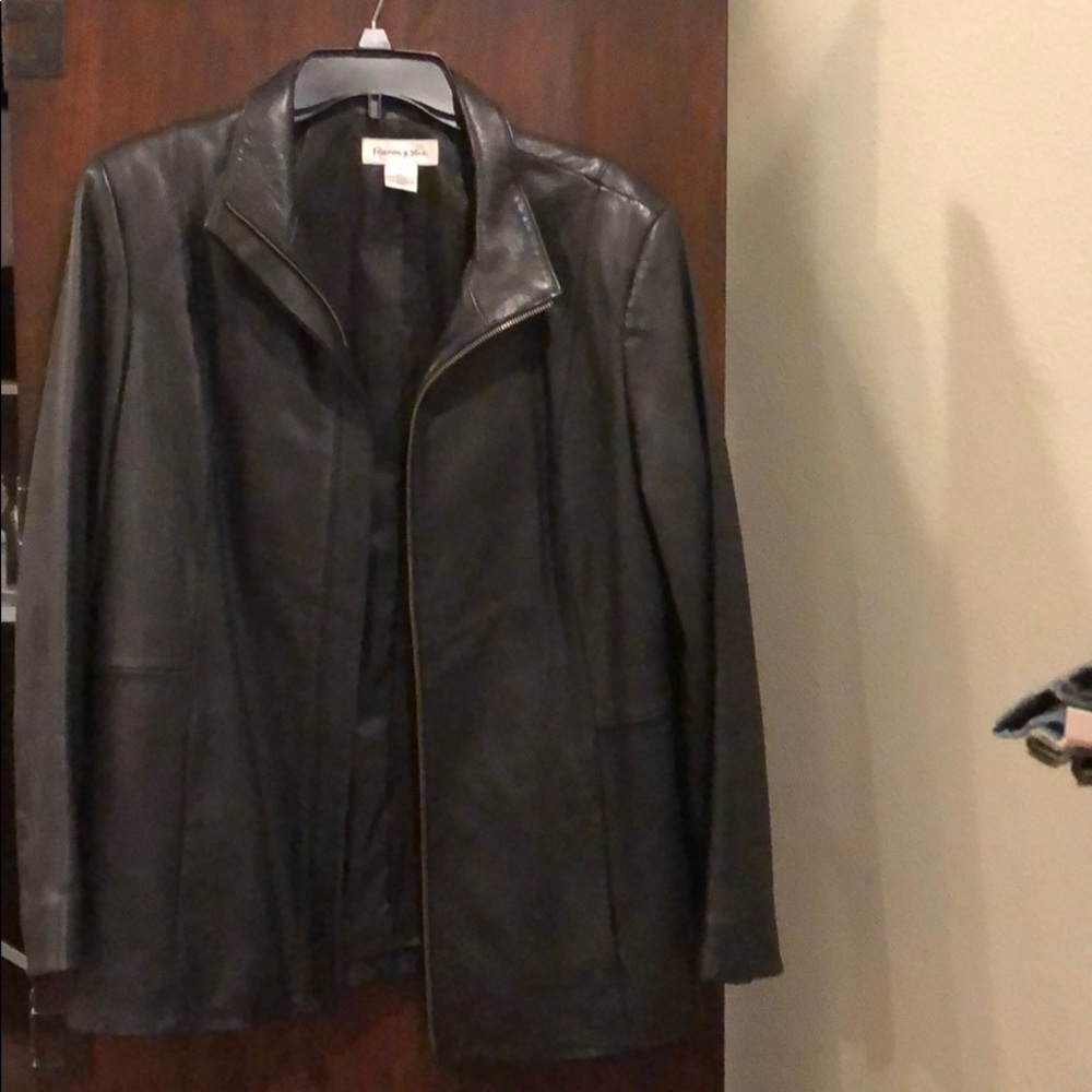 Preston And York black leather jacket size large